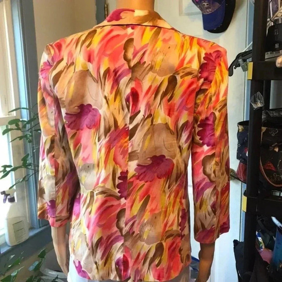Notations y2k Florals prints 1 Button blazer jacket career wear women size M - Picture 2 of 6